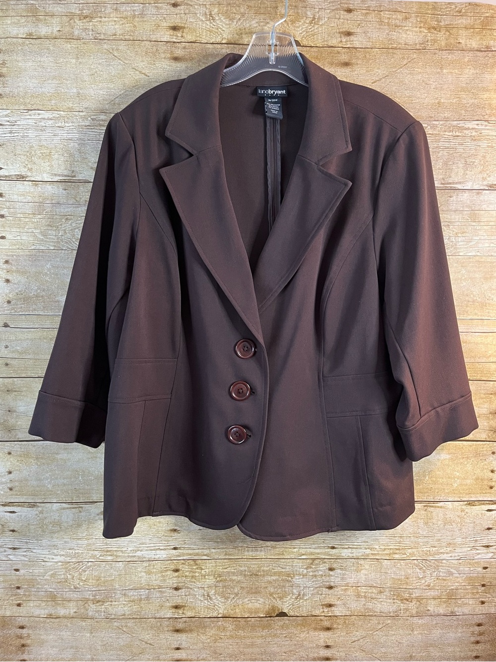 Lane Bryant Women’s Brown Three-Button Blazer Suit Jacket Size 18/20W EUC